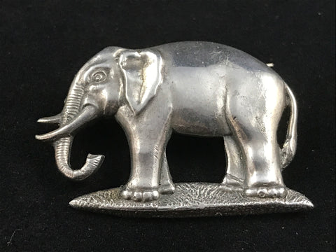 TESTERINO Vintage hallmarked silver Victorian style elephant brooch, Bham 1989