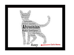 Abyssinian Cat Lover Portrait for Mom & Dad, Personalized Memorial Gift