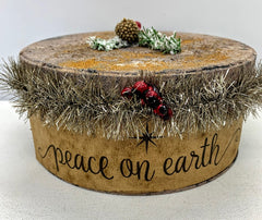 Christmas Primitive Early American  Cinnamon Dusted Holiday Tin Pine Greens Decor