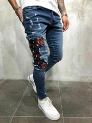 Red Snake Patch Blue Jeans