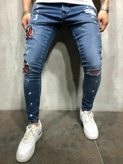 Red Snake Patch Blue Jeans