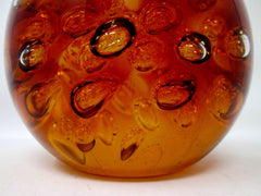Murano Blown Art Glass Sphere - Overscale, Amber with Large Controlled Bubbles