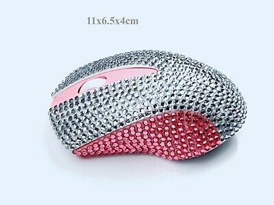 blingustyle Crystal Wireless Optical Mouse 2.4GHz PC Mouse Silver/Pink