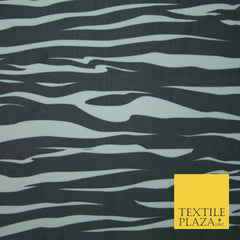 Black & White Waves Zebra Animal Print Power Mesh Net Stretch Dress Fabric 4313