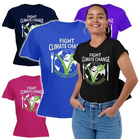 Fight Climate Change with Diet Change Womens Tshirt