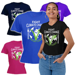 Fight Climate Change with Diet Change Womens Tshirt