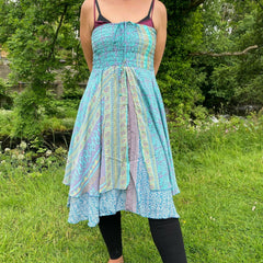 Recycled Silk Sari Dress/Skirt - Boho Hippie Festival Party Wedding Nomads Wales