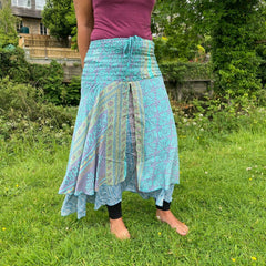 Recycled Silk Sari Dress/Skirt - Boho Hippie Festival Party Wedding Nomads Wales