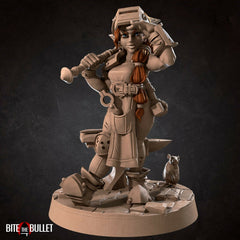 Helen the Halfling Blacksmith - Bite the Bullet - 32mm Fantasy D&D Miniature