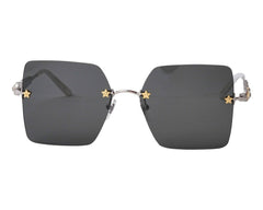 GUCCI GG0644S 001 Silver Gold Grey Tint Women Sunglasses Square Authentic New