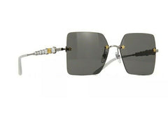 GUCCI GG0644S 001 Silver Gold Grey Tint Women Sunglasses Square Authentic New