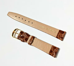 Mens Vintage Old Stock Crocodile Brown Tan Genuine Leather Watch Strap - 16mm