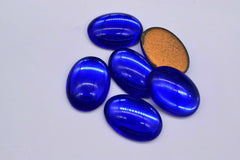 Test vintage oval deep blue foiled cabochon 18 x 25 mm germany