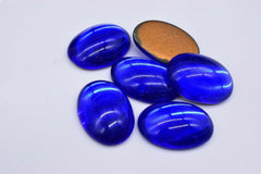 Test vintage oval deep blue foiled cabochon 18 x 25 mm germany