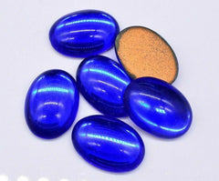 Test vintage oval deep blue foiled cabochon 18 x 25 mm germany