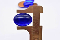 Test vintage oval deep blue foiled cabochon 18 x 25 mm germany