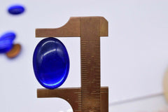 Test vintage oval deep blue foiled cabochon 18 x 25 mm germany