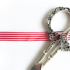 Red & White Stripe Ribbon - 3 Widths 9mm 16mm 25mm - Choose Length or Full Roll