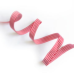 Red & White Stripe Ribbon - 3 Widths 9mm 16mm 25mm - Choose Length or Full Roll