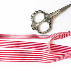 Red & White Stripe Ribbon - 3 Widths 9mm 16mm 25mm - Choose Length or Full Roll
