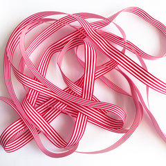 Red & White Stripe Ribbon - 3 Widths 9mm 16mm 25mm - Choose Length or Full Roll