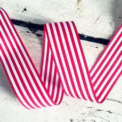 Red & White Stripe Ribbon - 3 Widths 9mm 16mm 25mm - Choose Length or Full Roll