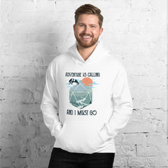 Adventure is calling and i must go hoodie premium unisex dragon d20 sunrise cute dnd hoodie gift for ttrpg gamers