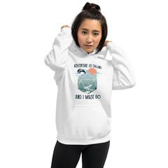 Adventure is calling and i must go hoodie premium unisex dragon d20 sunrise cute dnd hoodie gift for ttrpg gamers