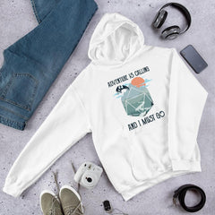 Adventure is calling and i must go hoodie premium unisex dragon d20 sunrise cute dnd hoodie gift for ttrpg gamers
