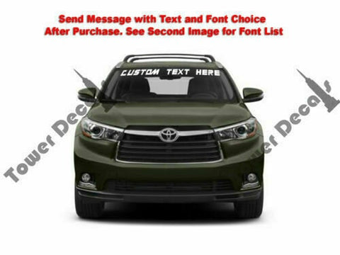 Test custom text windshield banner vinyl decal - fits toyota highlander