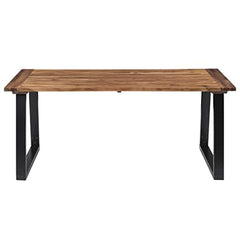 FloralStem Waney Edge Top Dining Table Industrial Style Solid Acacia Live Edge Wood Rustic Furniture Steel Legs, Black