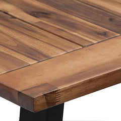FloralStem Waney Edge Top Dining Table Industrial Style Solid Acacia Live Edge Wood Rustic Furniture Steel Legs, Black