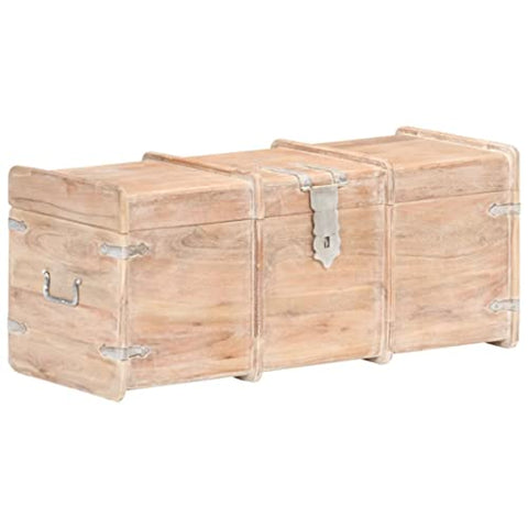 Vintage Storage Chest Rustic Trunk Blanket Box Cottage Wooden Coffee Table Antique Style Sofa End Table Solid Wood Farmhouse Furniture