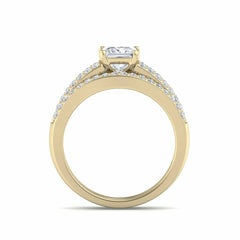 Test princess shape lab grown diamond with accent solid gold engagement ring