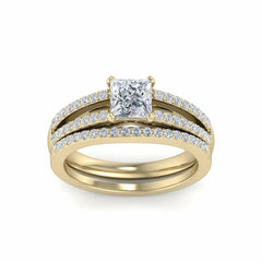 Test princess shape lab grown diamond with accent solid gold engagement ring