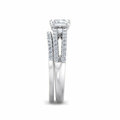 Test princess shape lab grown diamond with accent solid gold engagement ring
