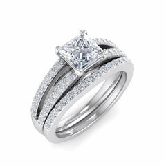 Test princess shape lab grown diamond with accent solid gold engagement ring