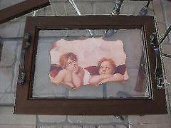 Vassoio con cornice in legno da cucina e decoro con angeli