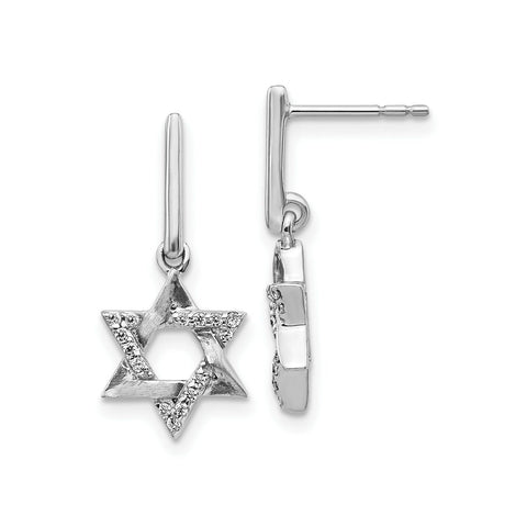 0.13 ct. natural diamond 14k white gold star of david dangle