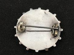 Victorian silver Aesthetic Movement brooch engraved with a bird in bamboo