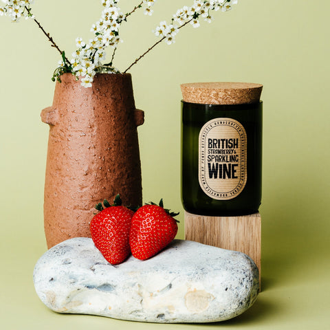 Strawberry & sparkling wine - soy wax candle - wax candle soy - wine bottle candle - wine glass candle - eco wax candle - uk soy candle wax