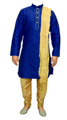 Man's blue jacquard wedding groom sherwani kurta pajama - gr504