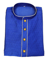 Man's blue jacquard wedding groom sherwani kurta pajama - gr504