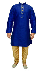 Man's blue jacquard wedding groom sherwani kurta pajama - gr504