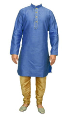 Man's blue jacquard wedding groom sherwani kurta pajama - gr504