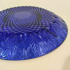 AVON Royal Sapphire Collection Cobalt Blue French 5 piece Divided Relish Glass Dish Plate Unique Rare