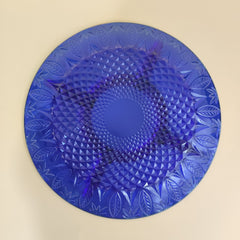 AVON Royal Sapphire Collection Cobalt Blue French 5 piece Divided Relish Glass Dish Plate Unique Rare