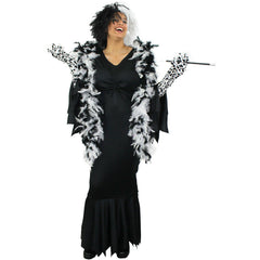 DELUXE CRUELLA COSTUME HALLOWEEN VILLAIN FANCY DRESS BOOK MOVIE CHARACTER