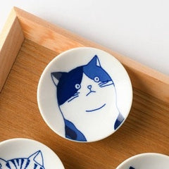 Cats Mino Yaki Small Plates - Gift Set of 5