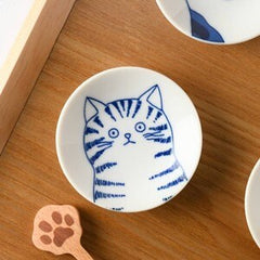 Cats Mino Yaki Small Plates - Gift Set of 5